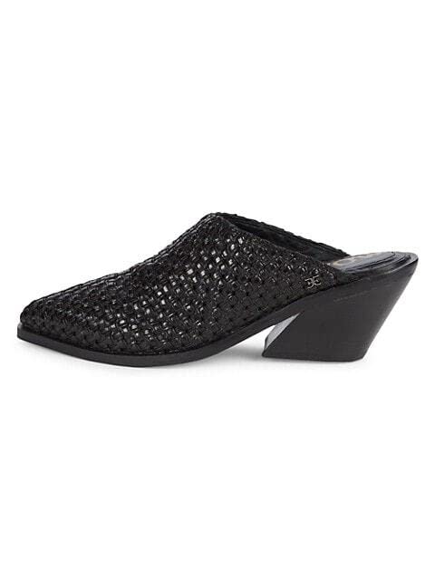 Sam Edelman Karlin Black Leather Woven Slip-on Slide Mule Leather Sandals