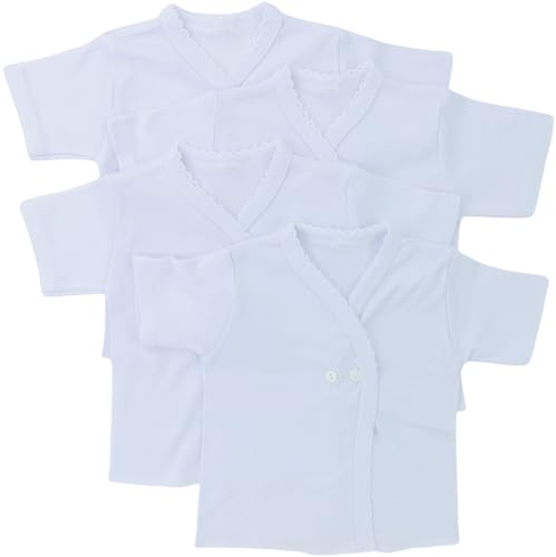 Image of ToBeInStyle Babies' 4 Pack Relaxed Fit Short or Long Sleeve Button Up Kimono Tee Swaddle Shirt
