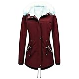 Generisch Damen Winterjacke Winter Warm Wintermantel Damen Lang Winterparka mit Teddyfell...