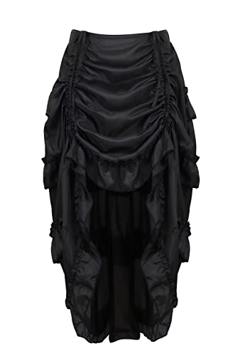 Jutrisujo Plus Size Women's Steampunk Costume Pirate Medieval Renaissance Skirts Elegant High Waist Outfits Trendy Red Velvet