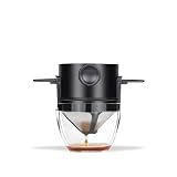 LNTJOQXBM Pour Over Coffee Maker, Manual Drip Coffee 250ml Cup with Stainless Steel Mesh Filter, to Clean for Home,Office, Travel, Camping, Portable Coffee Kit, Black