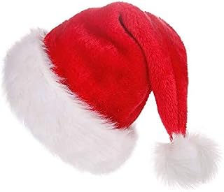 LOKIPA Christmas Santa Hat , Soft Plush Xmas Santa Hat with Thicken Classic Fur