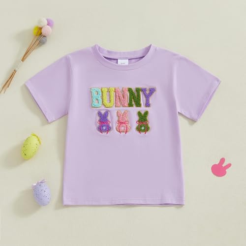 Toddler Boys Girls Cute Bunny Short Sleeve Crew Neck Shirt Top Kids Easter Outfits2