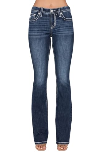 Miss Me Women's Mid Rise Floral Scene Bootcut Jeans2