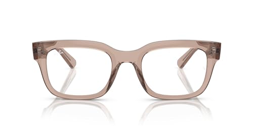 Ray-Ban Rx7217 Chad Rectangular Prescription Eyewear Frames, Transparent Light Brown/Demo Lens, 52 mm