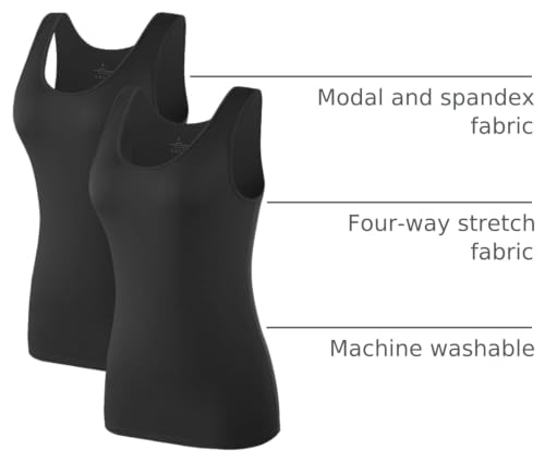 Image of Air Curvey 4 Pack Tank Top for Women Basic Undershirt Tanks Sleeveless Casual Shirts Soft Seamless Layering Tops