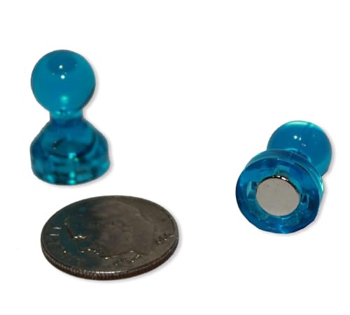 24 Blue Push Pin Magnets - Perfect Magnet Set for Maps, Whiteboards, Calendars and Refrigerators