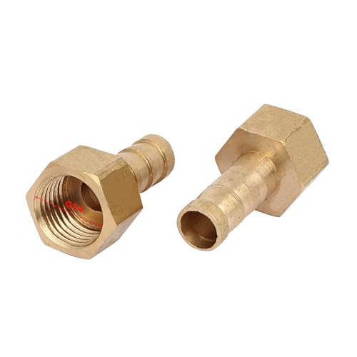 sourcing map Raccord Cannelé BSPP G1/4 Femelle Filetage 8mm Tuyau Barbillon Laiton Coupleur Connecteur 2pcs