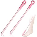 Dexspoeny 2 Pack Toe Scrubber Brush Long Handle, Soft Rubber Toe Cleaner for Deep Cleaning Exfoliation, Foot Brush for Seniors, Pregnant Women and Limited Mobility No Bend to Use in Shower (Pink)