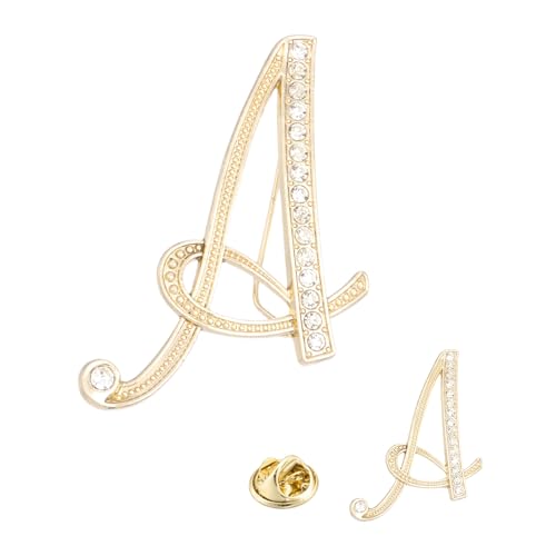 Image of PATIKIL Rhinestone Letter Brooch Pins, Initial Rhinestone Alphabet Letter Lapel Badges Pin for Women Men Suits Dress Coat