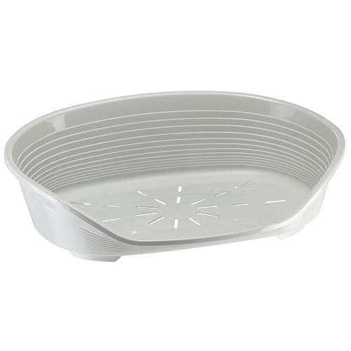 Ferplast Cuccia per Cani Cuccia per Cani grandi 100% plastica riciclata Lettino per Cani lavabile traspirante e antiscivolo Siesta Deluxe, 93,5 x 68 x 28,5 cm., Grigio chiaro