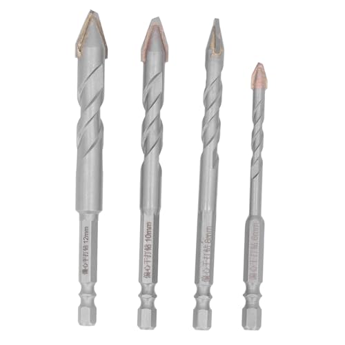 Punta da Trapano, Set di Punte Elicoidali in Carburo Cementato da 4 Pezzi, Punta da Trapano per Muratura Filettata Multifunzionale per Sabbiatura per Piastrelle in Ceramica di Vetro