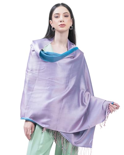 Écharpe réversible en pure soie chromée métallique chic de luxe pour femme