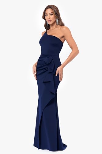 Image of Xscape Women's Betsy & Adam Women's Metallic V-Neck Long Sleeve Flowy Floor Length Dress
