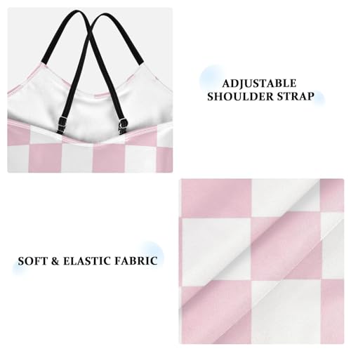 Image of Black and White Chess Girls One Piece Swimsuits Board Marble Tile Sport Halter Swimwear Beach Bathing Suit 3T