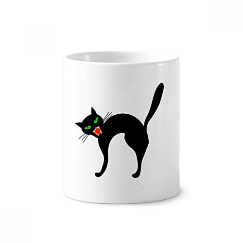 Brosse à dents et son gobelet Halloween chat noir en céramique durable de 9.6cm