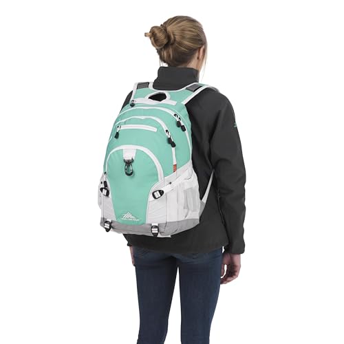 Image of High Sierra Loop Backpack, Travel, or Work Bookbag with tablet sleeve, One Size, Aquamarine /White /Ash
