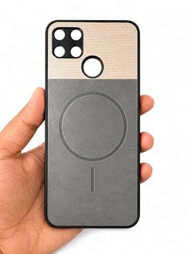 Image of Bintage Mac Safe Design Hard Slim Back Case | Soft Border Camera Protect | Dual PU Leather Finish Back Cover Compatible for Realme Narzo 20 /Narzo 30A - White & Grey