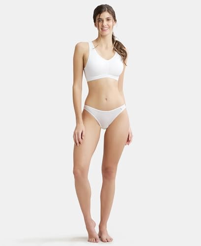 Image of Jockey ES04 Women's Wirefree Padded Super Combed Cotton Elastane Stretch Full Coverage Sleep Bra with Removable Pads and Ultrasoft Underband