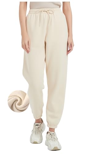 Image of Tronjori Womens High Waisted Pull on Baggy Fleece Lined Sweatpants Fall Winter Athletic Joggers Lounge Trousers Cinch Bottom