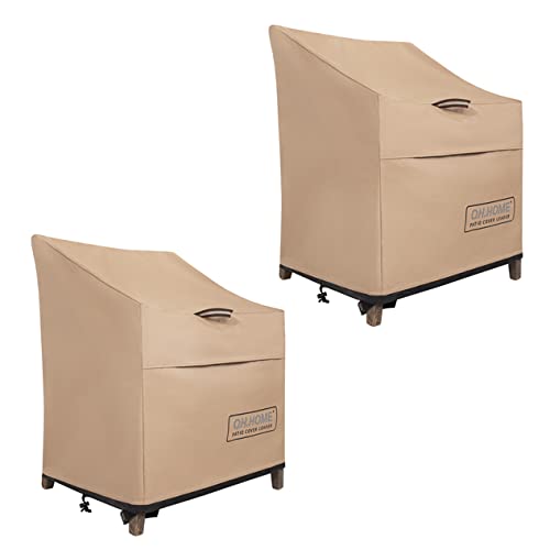 QH.HOME Outdoor Chair Covers Waterproof 900D Heavy Duty Strong Tear Resistance - 2 Pack Patio Chair Covers UV Resistant Fade, Patio Furniture Covers with Air Vent, Portable Handle (37"W X 40"D X 31"H)