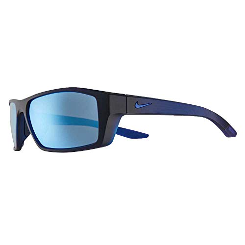 Nike CT8226-451 Brazen Shadow M Sunglasses Obsidian Frame Color, Grey with Blue Mirror Lens Tint