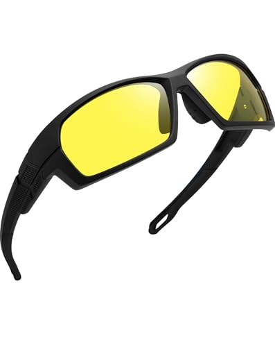 Joopin Gafas Conducir Noche Amarillas Deportivas para Hombre Mujer Gafas Cristal Amarillo Conducción Visión Nocturna para Ciclismo Correr Running Yellow Night Driving Glasses