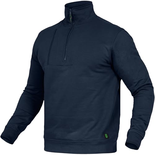 Leibwächter Flex-Line Arbeits Troyer Herren Arbeitspullover mit Reißverschluss – Marine – Gr. L – Half Zip Pullover mit Stehkragen – Baumwolle/Polyester 290g/m²