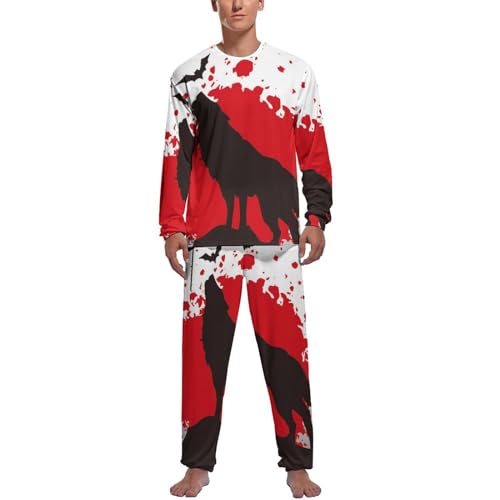 Ensemble de pijama homme Loup Rouge Blanc pour vos soirées cocooning