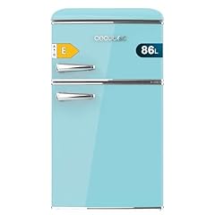 Cecotec Mini Frigorifero Retro Bolero Coolmarket 2D Origin 86 Blue E. Due Porte Blu di 89,3cm di Altezza e 48,7 di Larghezza con Capacità di 86L, Classe Energetica E, Led Interno e Maniglia Cromata