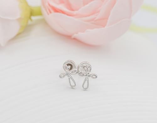 Cherished Moments Sterling Silver or 14K Gold Plated Baptism Gift Earrings for Babies, Toddlers, and Little Girls (Screw Back)4