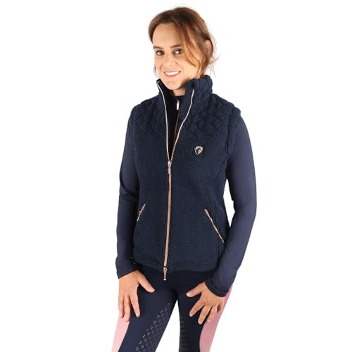 HY EQUESTRIAN Elevate Teddy Fleece Gilet, Navy, X-Small