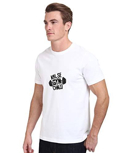 Image of T-Shirt for Men KAL SE Gym CHALU Funny Hindi Quotation, Graphic and Typography t-Shirt