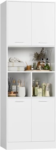 FirFurd Mobile Alto da Bagno 180.5cm,Armadietto da Terra Autoportante,Mobiletto Multiuso con 4 Ante...