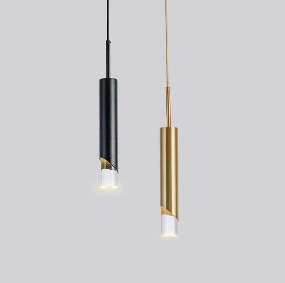 Lampada a sospensione LED Camera da letto comodino luce pendente moderno disegno luci sospese minimalismo lampadario 4500K lampadario Per soggiorno sala da pranzo cucina 6 * 30 cm,D'oro