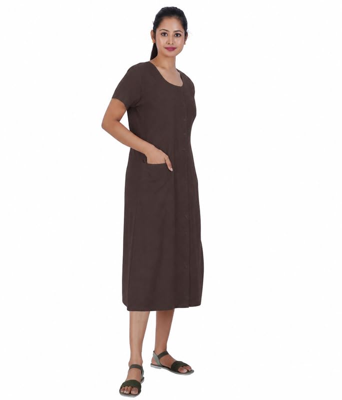 Image of MENMAII Women's [L-4XL] Full Open /Front Buttoned [a Kind of Adaptive Clothing] Multipurpose Nighty for Maternity /Pregnancy /Elderly /Patient /Feeding /Hospital Purpose Nighty Calf Length