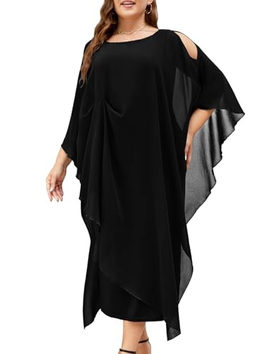 Amazon.com: ZOMVA Plus Size Elegant Formal Dress Long Cape Overlay