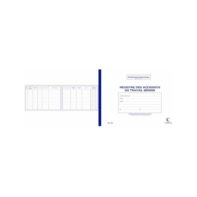 REGISTRE DES ACCIDENTS DU TRAVAIL BENINS 210 X 297 20 PAGES