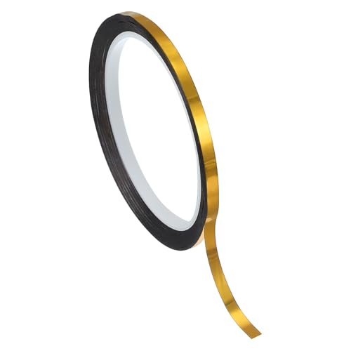 PATIKIL Cinta Película Poliéster Metalizada 5mm x 50 Metros, Cinta Decorativa Metálica Dorada Brillante Cinta Adhesiva Espejo Para Detalles Paredes Acentuadas Artes Gráficas Barcos Paredes