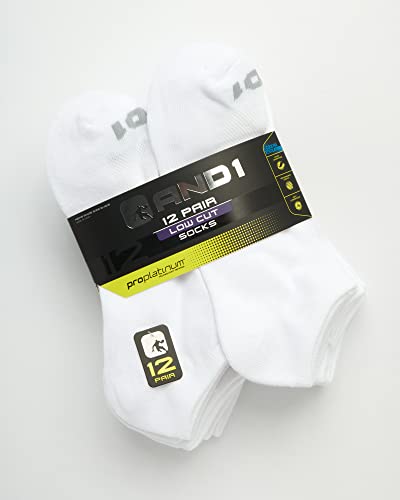 And1 Men's Socks - Athletic Cushion Low Cut Socks (12 Pack), Size Shoe Size: 6-12.5, White #TOP1