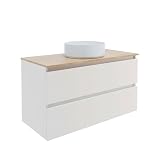 Baikal Mueble de Baño Mel. Mueble MONTADO. 100cm Blanco 2 Cajones Suspendido...