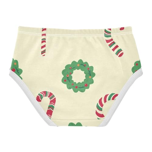 Girls' Triangle Panties Briefs Underwear for Kid Christmas Wreath Candy Cane Pattern2