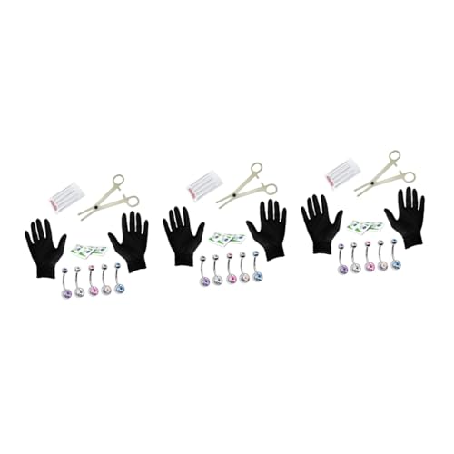 VALICLUD 45 Pcs Belly Button Ring Piecing Kit Professional Piecing Kit Body Piecing Kit Silver