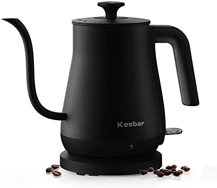 Keebar Electric Kettle, 100% Stainless Steel Tea Kettle Electric, Hot Water Kettle Electric with Auto Shut Off, Pour Over Kettle for Coffee & Tea, 0.8L, 1000W Quick Heating, Black, XH-W081-B