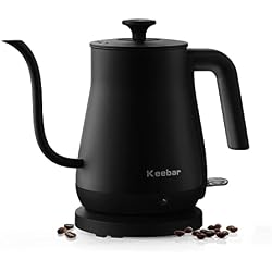 Keebar Electric Kettle, Gooseneck Kettle with Auto Shut Off, 0.8L Small Eletric Tea Kettle, Precise Spout Designed for Coffee Tea, 1000W Quick Heat Up, Stainless Steel, Matte Black