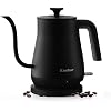 Electric Kettle, Gooseneck Kettle with Auto Shut Off, 0.8L Small Eletric Tea Kettle, Precise Spout Designed for Coffee Tea, 1000W Quick Heat Up, Stainless Steel, Matte Black