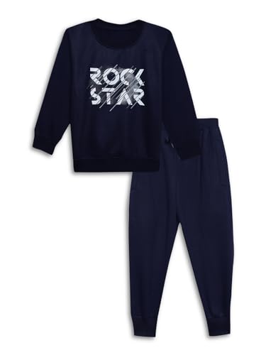 Image of Mack Jonney Printed Round Neck Cotton Fleece Tracksuit Co-Ord Set for Kids-MACK38380