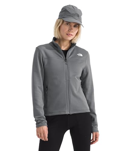 The North Face Women's Cedar Trail Grid Fleece Jacket - Soft Fleece Zip Up Jacket, Secure Zip Pockets, Stretch Fabric, Smoked Pearl, XX-Large
