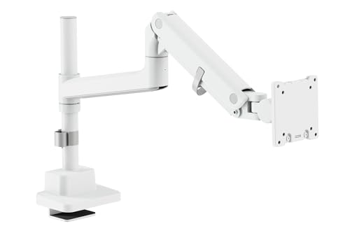 monitör tutucusu - 1 ekran - 57 inçe kadar - 27 kg yük kapasitesi - gaz basınç yayı - düz ve kavisli monitörler için - Vesa 75x75 100x100 - döndürme, döndürme, eğme - beyaz