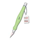 Excel Blades Fit Grip Knife by Excel Blade - Ultra Sharp Knife With Carbon Steel Angled Edge Blade and Contoured Rubberized Grip - Light Duty Cutting Tool For Precision Cutting and Trimming - Green